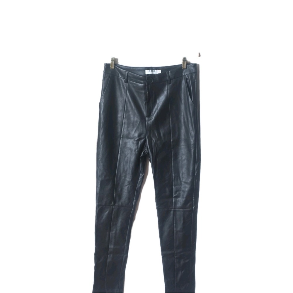 4TH + RECKLESS Women's Black Faux Leather Tall Size 10 Straight Leg Pants